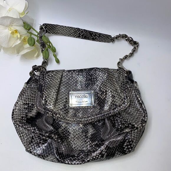 Nicole Miller Snakeskin Print Shoulder Bag - Picture 1 of 6